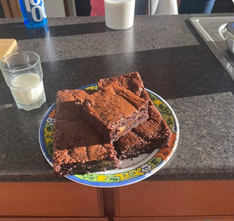 Brownies on real plate
